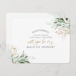 Greenery Gold Maid of Honour / Bridesmaid Proposal Invitation
