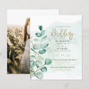 Greenery Gold PHOTO Wedding Invite BUDGET