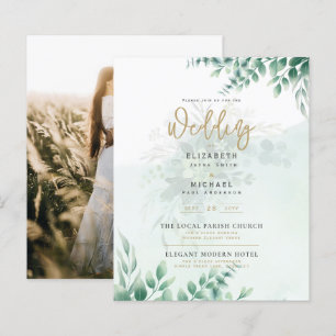 Greenery Gold PHOTO Wedding Invite BUDGET