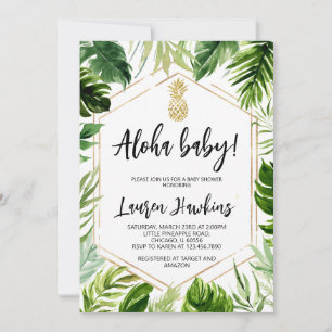 Greenery Gold Pineapple Baby Shower Invitation