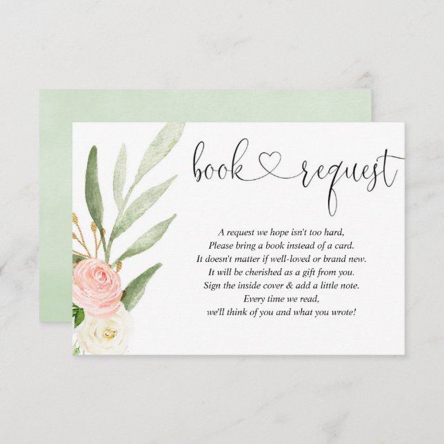 Greenery gold pink book request books for baby enc enclosure card (Front/Back)