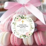 Greenery gold pink elegant first communion baptism classic round sticker<br><div class="desc">For more advanced customization of this design,  simply select the "Customize It" button above!</div>