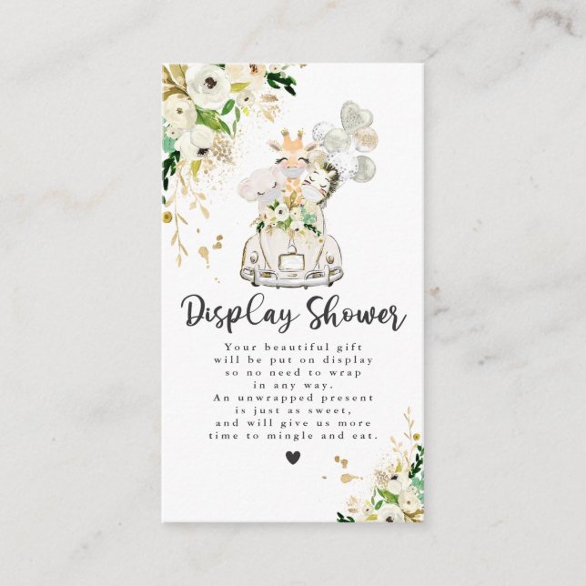 Greenery Gold Safari Baby Shower Display Shower Enclosure Card (Front)