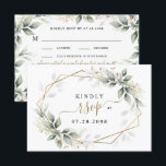 Greenery & Gold Three 3 Meal Choice Rustic Wedding RSVP Card<br><div class="desc">Design features watercolor airy mixed greenery foliage and branches in various shades of green with printed gold design leaf elements. The back features matching branches over a gold coloured geometric frame. This design features 3 (three) meal choices. Buffet and 2 (two) meal choices are also available. View the collection link...</div>