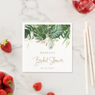 Greenery Gold Tropical Elegant Bridal Shower Napkin