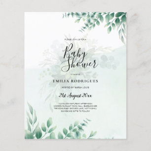 Greenery Gold Wedding Eucalyptus Leaves QR CODE Flyer