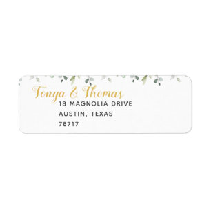 Greenery & Gold Wedding Return Address