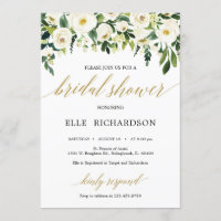 Greenery gold white floral roses bridal shower