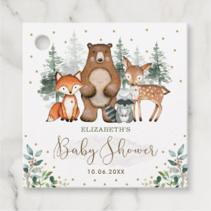 Greenery Gold Woodland Animals Forest Baby Shower Favour Tags