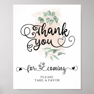 Greenery Golden Wedding Thank you Take favour sign