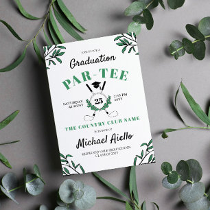 Greenery Golf Themed Graduation Party Invitation