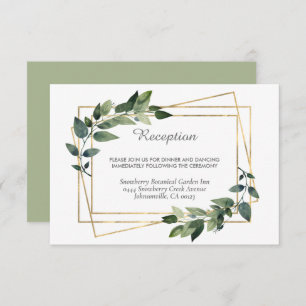 Greenery Green and Gold Geometric Rustic Wedding Enclosure Card