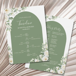 Greenery Green Botanical Floral Wedding Timeline Program