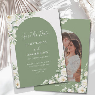 Greenery Green Floral Botanical Photo Wedding Save The Date