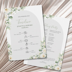 Greenery Green Floral Botanical Wedding Timeline Program