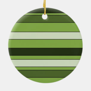 Greenery Green Horizontal Stripes Pattern Elegant Ceramic Ornament