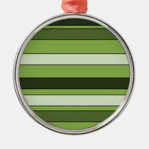 Greenery Green Horizontal Stripes Pattern Elegant Metal Ornament