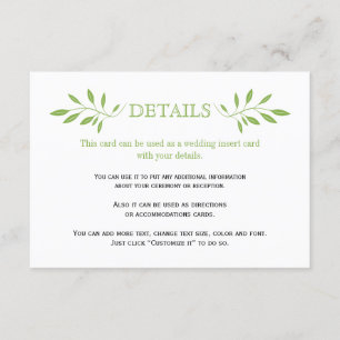 Greenery green leaves pattern wedding insert card