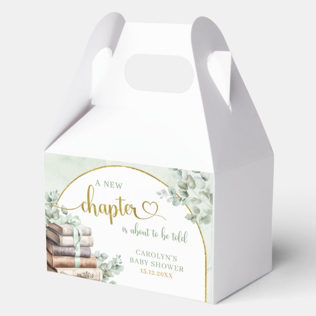 Greenery Green Sage Storybook Theme Baby Favour Bo Favor Box (Back)