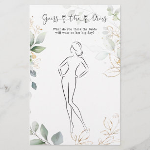 Greenery Guess The Dress Bridal Shower Game Stationery