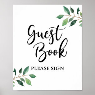 Greenery Guest Book Wedding or Party Sign