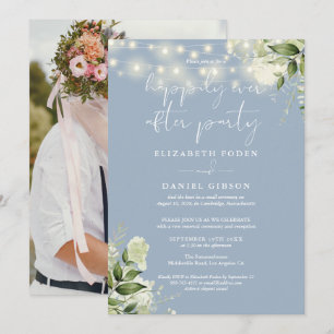 Greenery Happily Ever After Eloped Wedding Photo Invitation
