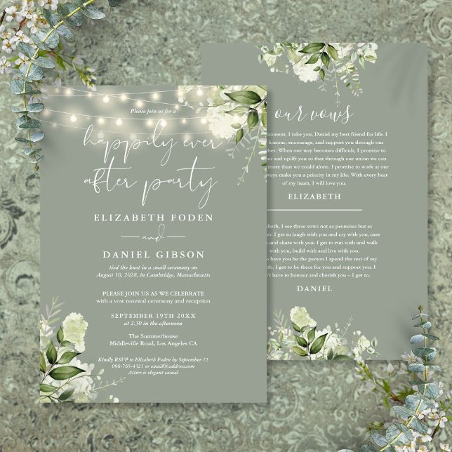 Greenery Happily Ever After Party Wedding Vows Invitation (Greenery Happily Ever After Party Wedding Vows Invitation)