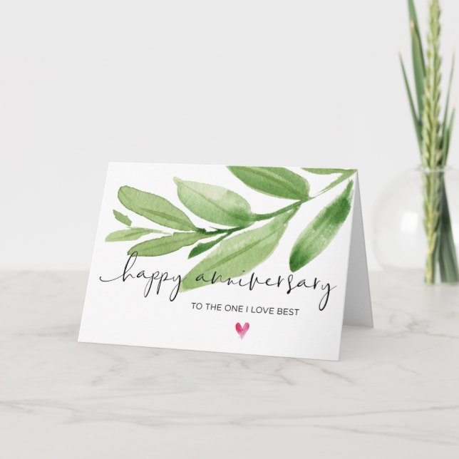 Greenery Happy Anniversary for Husband Boyfriend Card (Front)
