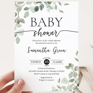 Greenery Hello Baby Baby Shower Invitation