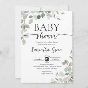 Greenery Hello Baby Baby Shower Invitation