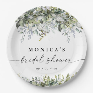 Greenery Herbal Bridal Shower Paper Plate