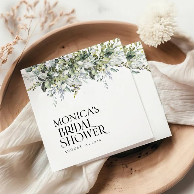 Greenery Herbal Bridal Shower  Square Paper Coaster (Creator Uploaded)