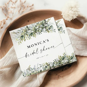 Greenery Herbal Bridal Shower Square Paper Coaster