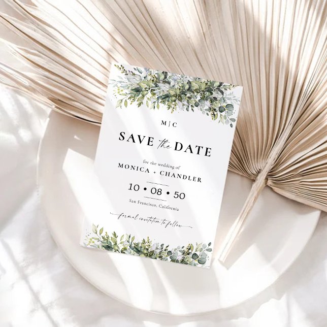 Greenery Herbal Save The Date Cards (Creator Uploaded)