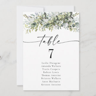 Greenery Herbal Table Number Seating Chart
