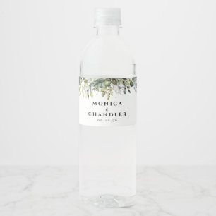 Greenery Herbal Wedding Water Bottle Labels