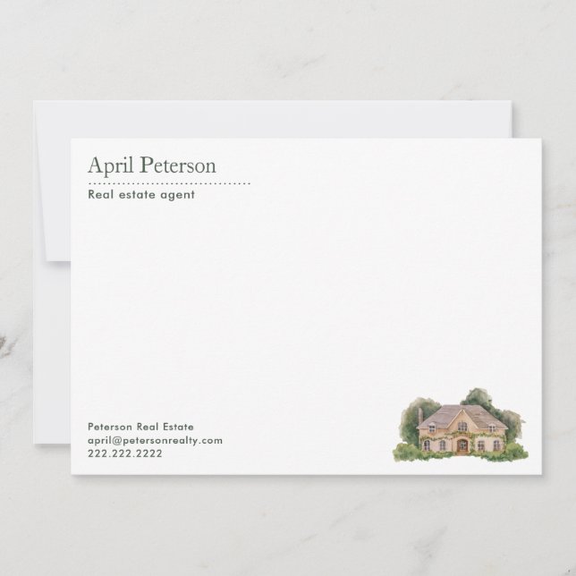 Greenery Home Personalized Realtor Stationery Card (Front)