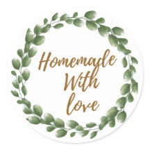Greenery 'Homemade with Love' Round Sticker
