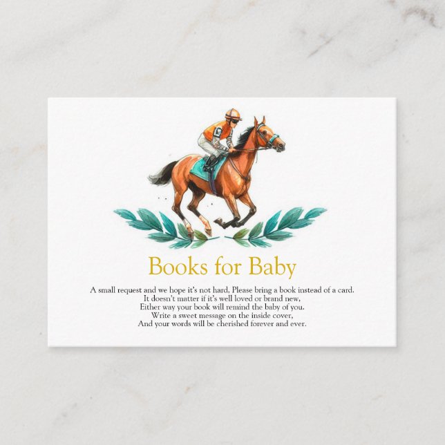 Greenery Horse Race Shower Book for Baby  Card (Front)