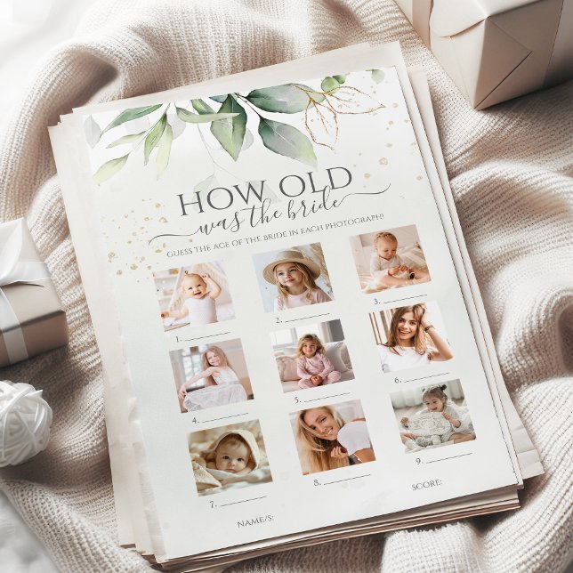 Greenery How Old Was The Bride Bridal Shower Game (Creator Uploaded)