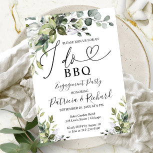 Greenery I DO BBQ Engagement Party Invitation