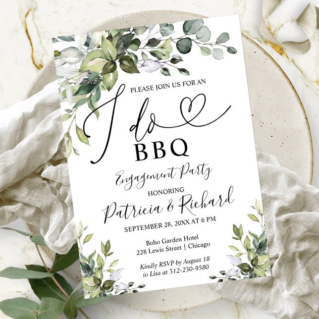 Greenery I DO BBQ Engagement Party Invitation (Creator Uploaded)