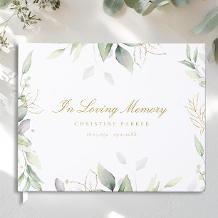 Greenery "In Loving Memory" Funeral Guest Book