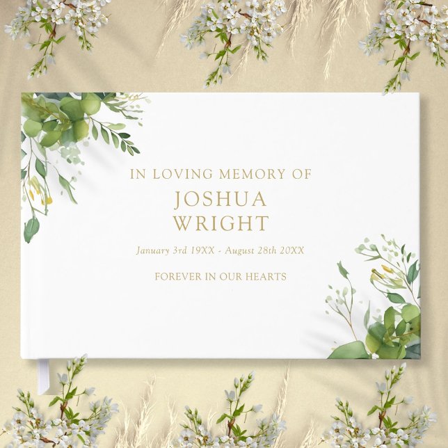 Greenery In Loving Memory Memorial Funeral Guest Book (Greenery In Loving Memory Memorial Funeral Guest Book)