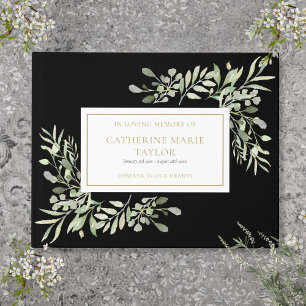 Greenery In Loving Memory Memorial Funeral Guest Book