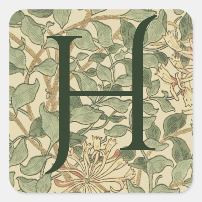 Greenery initial square sticker (Front)