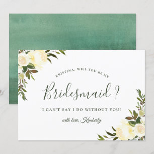 Greenery Ivory Floral Will You Be My Bridesmaid Invitation