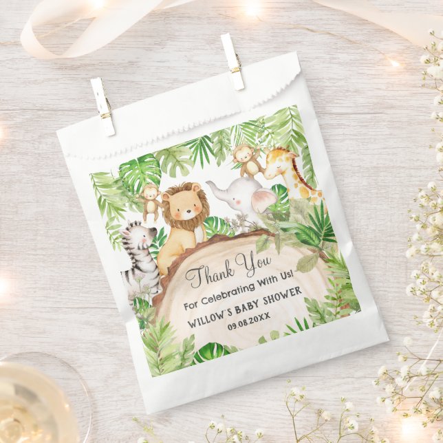 Greenery Jungle Animals Baby Shower 1st Birthday  Favour Bag (Clipped)