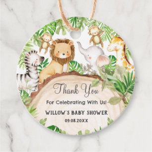 Greenery Jungle Animals Baby Shower 1st Birthday Favour Tags