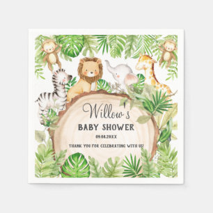 Greenery Jungle Animals Baby Shower 1st Birthday   Napkin